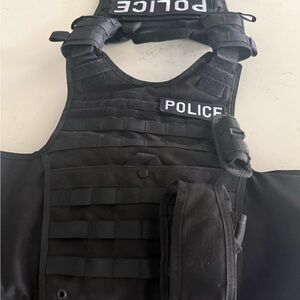 Black Tactical Police Vest with MOLLE Webbing